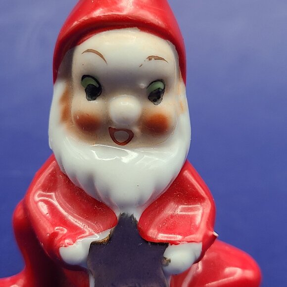 Vintage MCM Japan Christmas Elf Pixie Gnome Santa Hanger Gold Star Kitsch - Picture 9 of 11